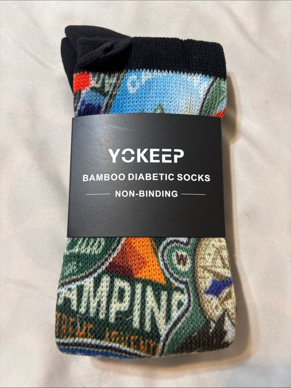 YOKEED Bamboo Diabetic Non-Binding Socks - Red/Blue/White Unisex